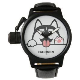 Individuelle Name Niedlich Siberischer Husky Armbanduhr