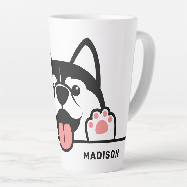 Individuelle Name Niedlich Siberischer Husky  Milchtasse (Rechte Ecke)