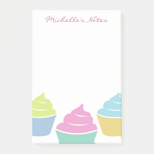 individuelle Name niedliche bunte Kuchen klebrige  Post-it Klebezettel (Vorderseite)