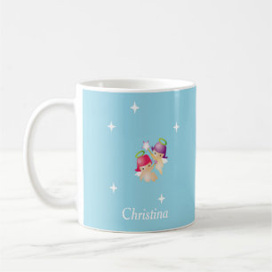Individuelle Name niedliche Engel auf blau Kaffeetasse