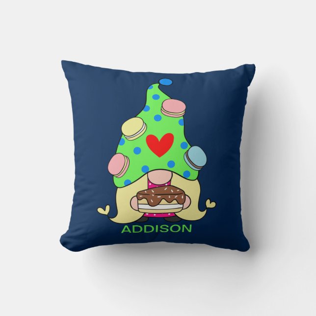 Individuelle Name Niedliche Gnome Cookies Hat Cake Kissen (Vorderseite)