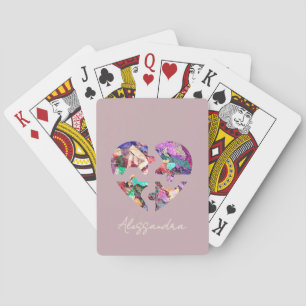 Individuelle Name Niedliche Herzblütenfarbe Pink Spielkarten