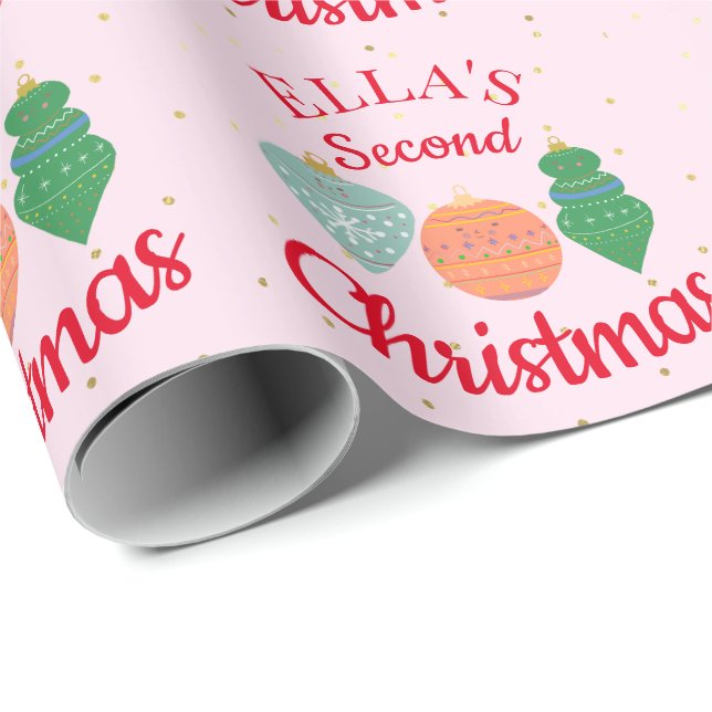 Individuelle Name Niedliche Ornamente Kleinkind We Geschenkpapier (Rolleneckpunkt)