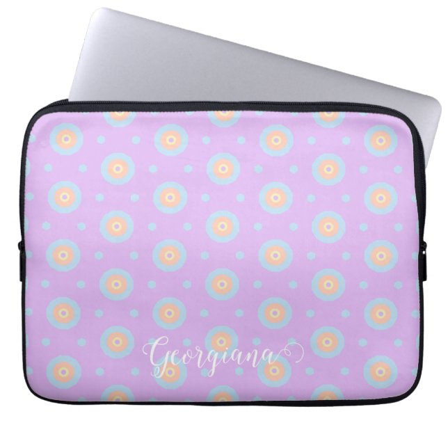 Individuelle Name Niedliche Pastell Rainbow Bullse Laptopschutzhülle (Vorderseite)