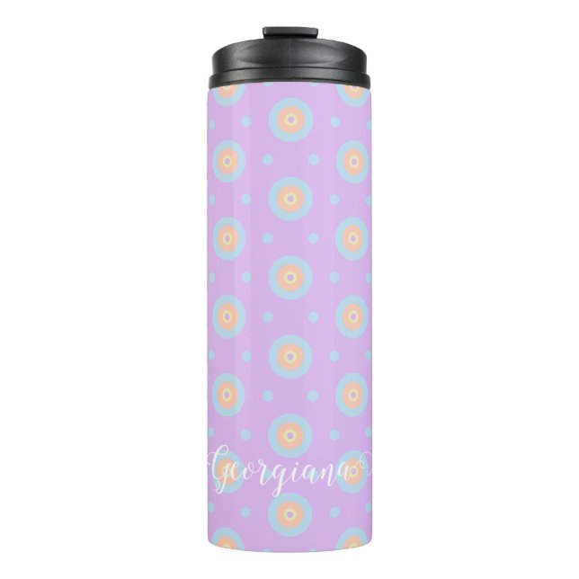 Individuelle Name Niedliche Pastell Rainbow Bullse Thermosbecher (Vorderseite)