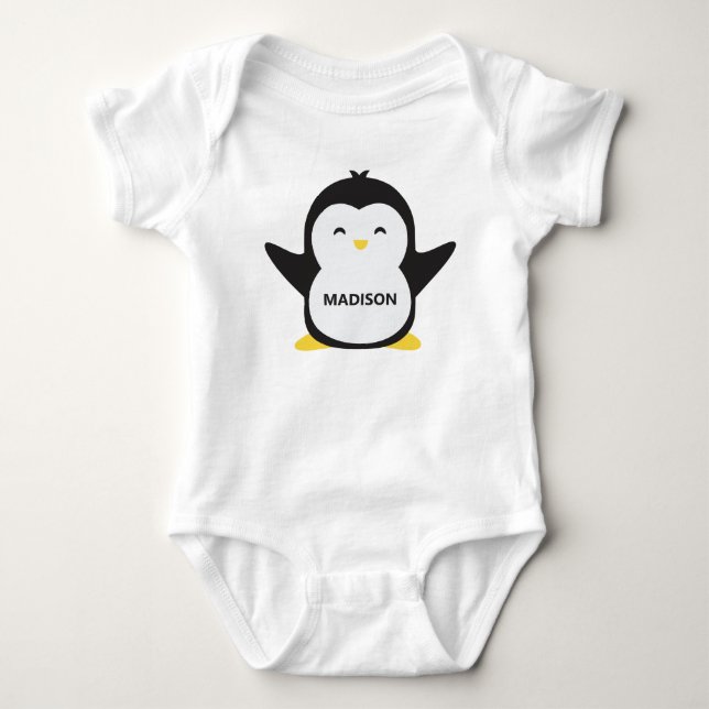 individuelle Name niedliche Pinguin-Shirts Baby Strampler (Vorderseite)