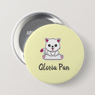 Individuelle Name niedliche weiße Katze auf gelb Button