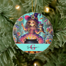 Individuelle Name Niedliche Whimsical HexenHallowe Keramik Ornament