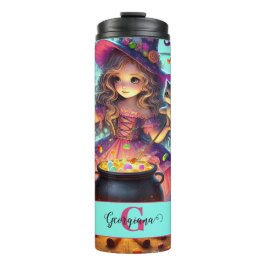 Individuelle Name Niedliche Whimsical HexenHallowe Thermosbecher