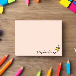 Individuelle Name Niedlicher Bleistift zurück zur  Post-it Klebezettel