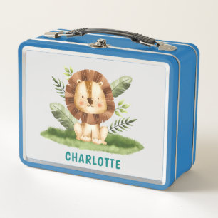 Individuelle Name Niedlicher Tiere Lion Kids Metall Brotdose
