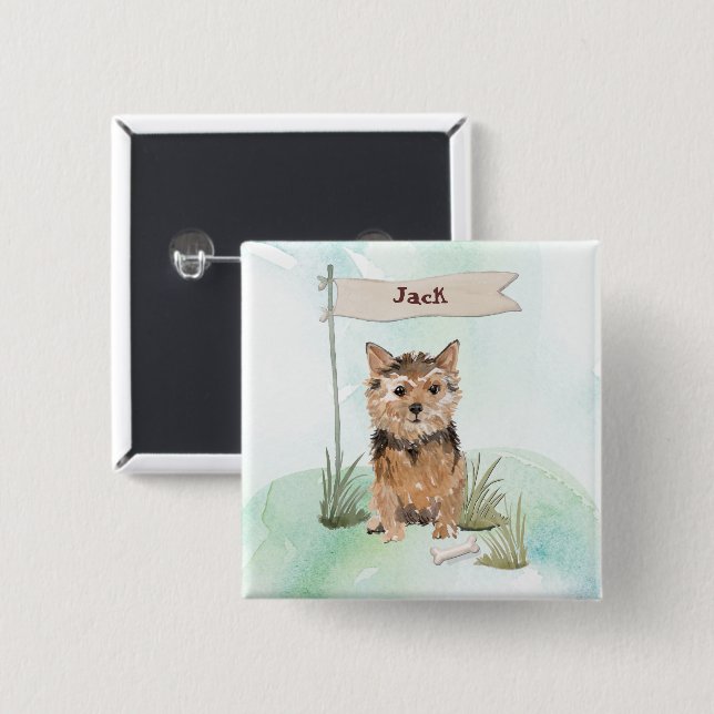 Individuelle Name Norfolk Terrier Pet Dog Button (Vorne & Hinten)