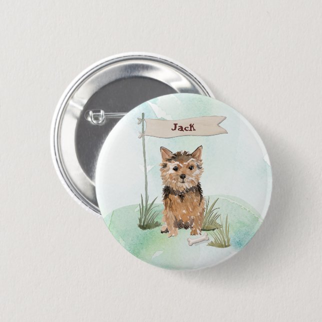 Individuelle Name Norfolk Terrier Pet Dog Button (Vorne & Hinten)