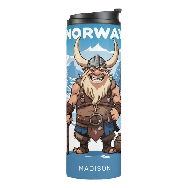 Individuelle Name Norwegischer Troll Thermosbecher (Nach links gedreht)