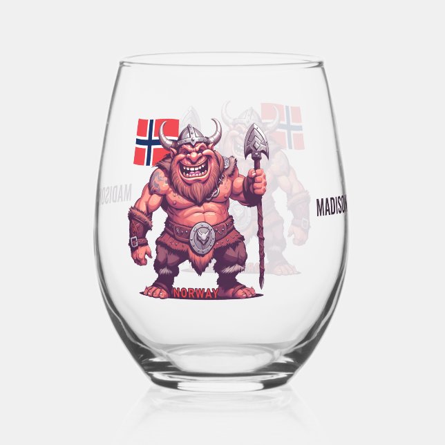 Individuelle Name Norwegischer Troll Weinglas Ohne Stiel (Vorderseite)
