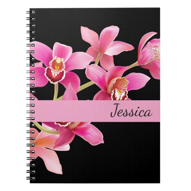 Individuelle Name Notebook-Rosa Orchids Notizblock (Vorderseite)