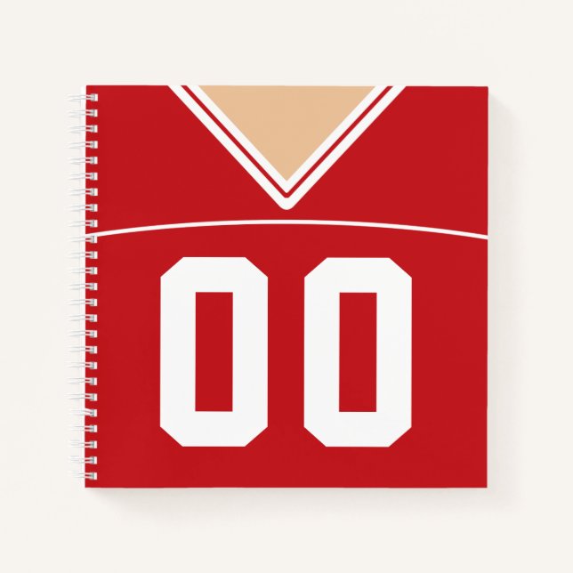 Individuelle Name & Number Football Red Jersey Notizbuch (Vorderseite)