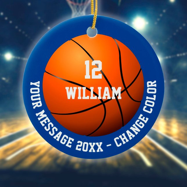 Individuelle Name Number Message Basketball Keramik Ornament (Von Creator hochgeladen)