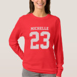 Individuelle Name Number Womens Sport Jersey T - S T-Shirt<br><div class="desc">Erstellen Sie Ihren eigenen personalisierten Fußball Jersey Frauen T - Shirt mit individuelle Name und Nummer. Ein cooles,  individualisierbares Shirt,  das eine tolle Geschenkidee für Frauen ist. Diese trendige Damenbekleidung eignet sich für alle Sportarten,  wie Fußball,  Fußball,  Volleyball,  Baseball,  Softball,  Basketball und Hockey.</div>