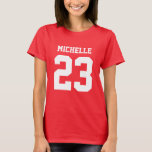 Individuelle Name Number Womens Sport Jersey T - S T-Shirt<br><div class="desc">Erstellen Sie Ihren eigenen personalisierten Fußball Jersey Frauen T - Shirt mit individuelle Name und Nummer. Ein cooles, individualisierbares Shirt, das eine tolle Geschenkidee für Frauen ist. Diese trendige Damenbekleidung eignet sich für alle Sportarten, wie Fußball, Fußball, Volleyball, Baseball, Softball, Basketball und Hockey.</div>