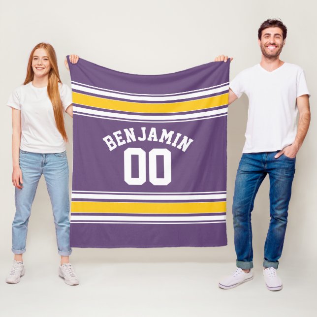 Individuelle Name-Nummer des lila Gelben Jersey St Fleecedecke (Beispiel)