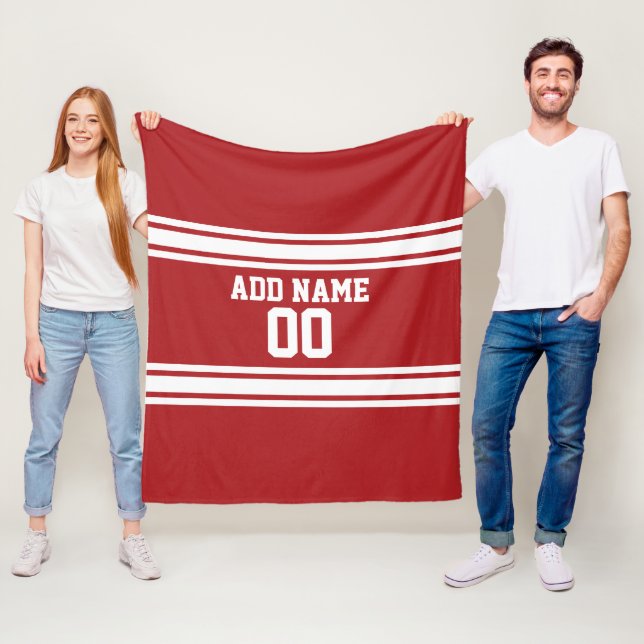 Individuelle Name Nummer des White and Red Sports  Fleecedecke (Beispiel)
