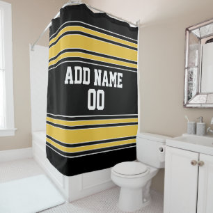 Individuelle Name Nummer für Black and Gold Sports Duschvorhang
