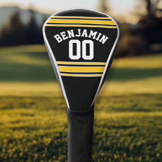 Individuelle Name Nummer für Black and Gold Sports Golf Headcover