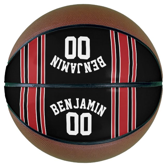 Individuelle Name Nummer Schwarz und Rot Basketball (Vorderseite)