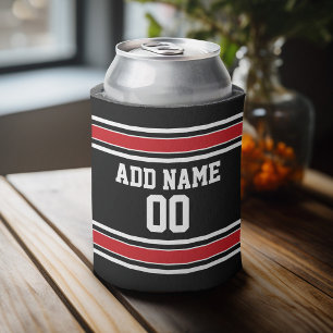 Individuelle Name Nummer Schwarz und Rot Dosenkühler