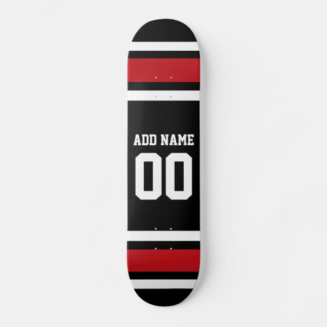 Individuelle Name Nummer Schwarz und Rot Skateboard (Vorderseite)