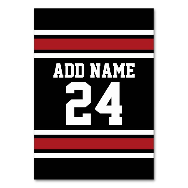 Individuelle Name Nummer Schwarz und Rot Tischnummer (Vorderseite)