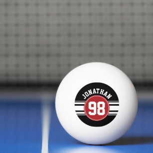 Individuelle Name Nummer Schwarz und Rot Tischtennisball