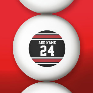 Individuelle Name Nummer Schwarz und Rot Tischtennisball