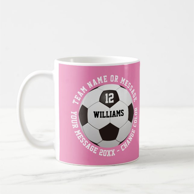 Individuelle Name-Nummer Teamname Fußball-Ball Kaffeetasse (Links)