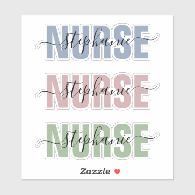 Individuelle Name Nurse RN Registered Nurse Aufkleber (Blatt)