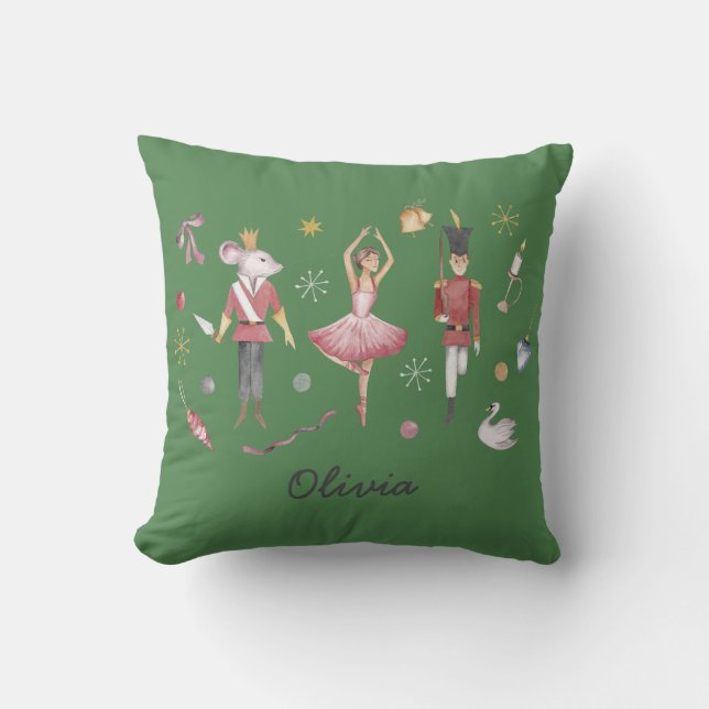 Individuelle Name Nutcracker Ballerina Weihnachten Kissen (Vorderseite)