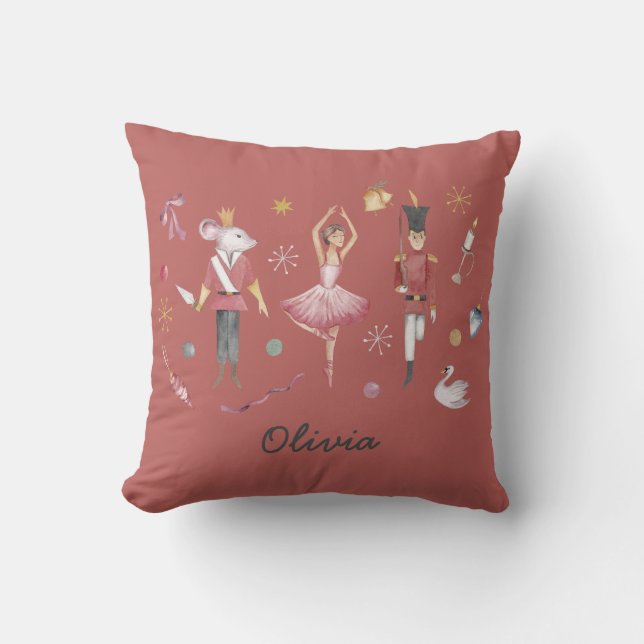 Individuelle Name Nutcracker Ballerina Weihnachten Kissen (Vorderseite)