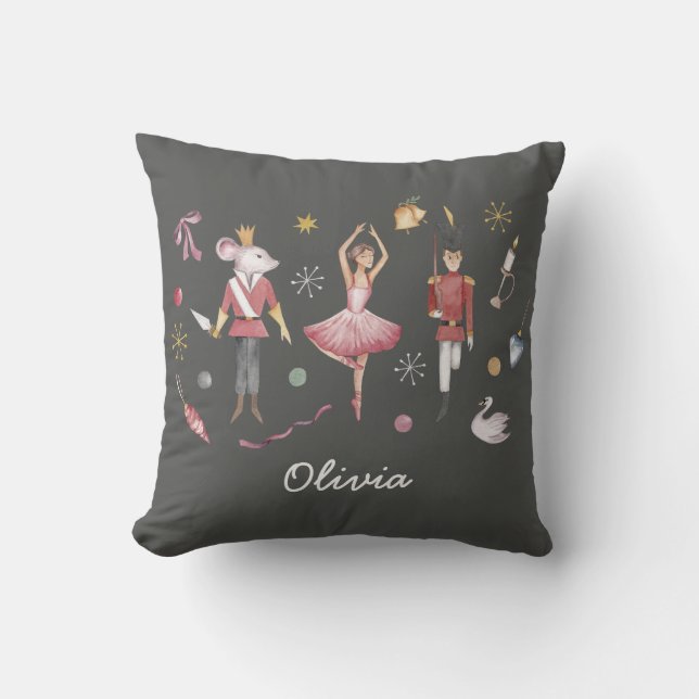 Individuelle Name Nutcracker Ballerina Weihnachten Kissen (Vorderseite)