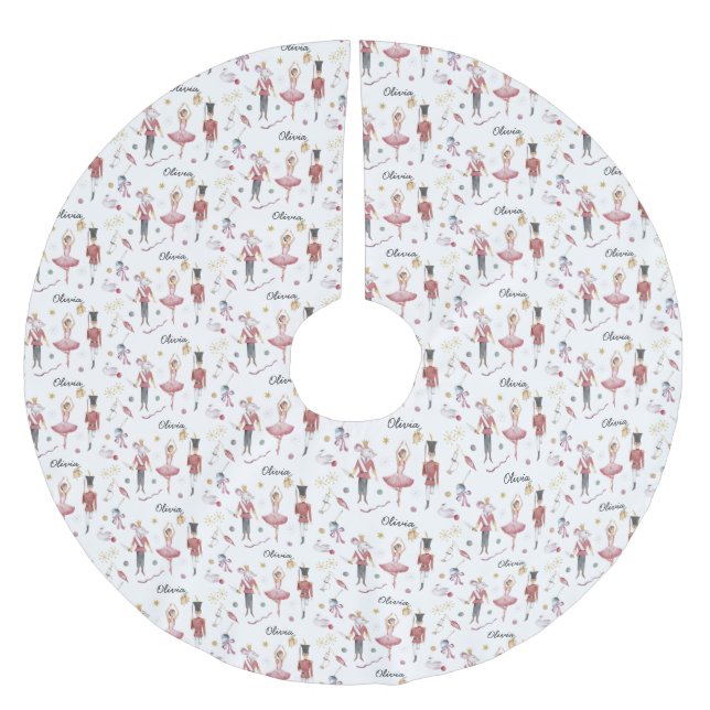 Individuelle Name Nutcracker Ballerina Weihnachten Polyester Weihnachtsbaumdecke (Vorderseite)