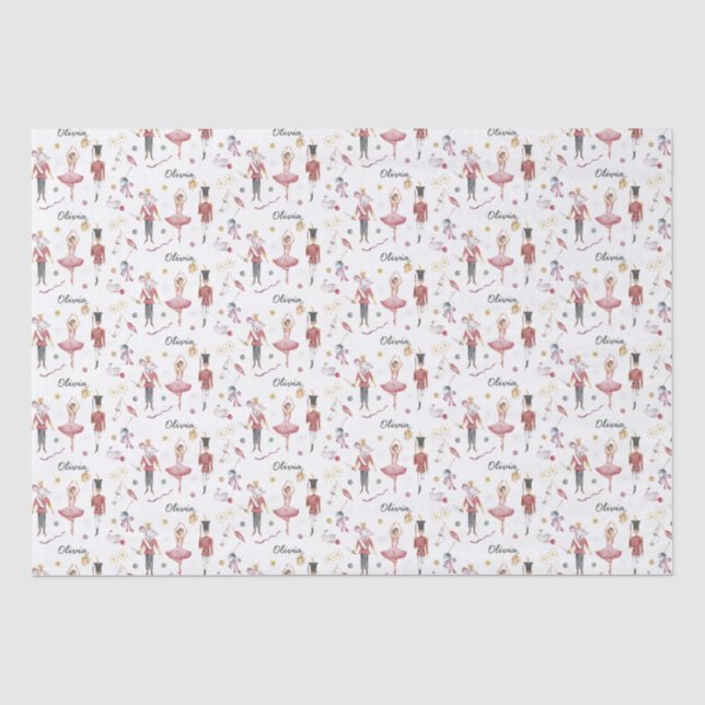 Individuelle Name Nutcracker Ballerina Weihnachten Seidenpapier (Vorderseite)