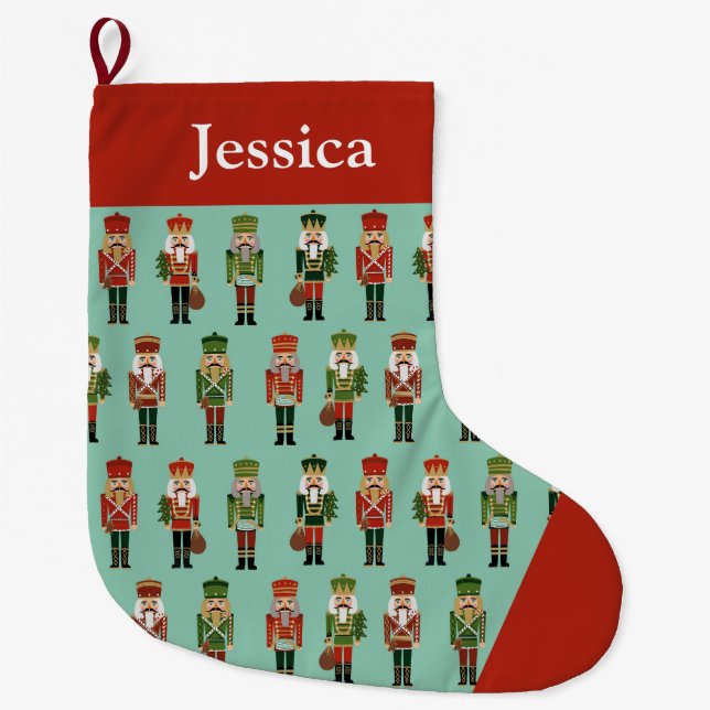 Individuelle Name Nutcracker Großer Weihnachtsstrumpf (Vorderseite)