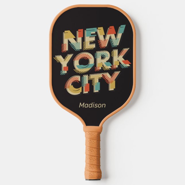 Individuelle Name NYC Typografie Pickleball Schläger (Vorderseite)