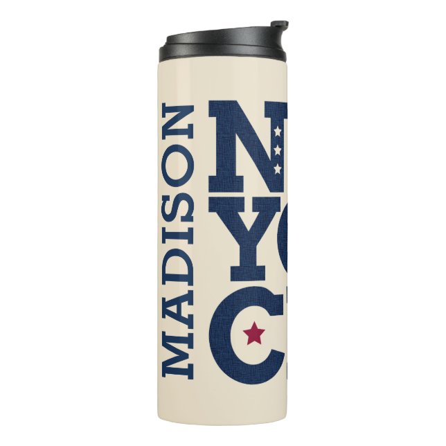 Individuelle Name NYC Typografy tumbler Thermosbecher (Nach links gedreht)