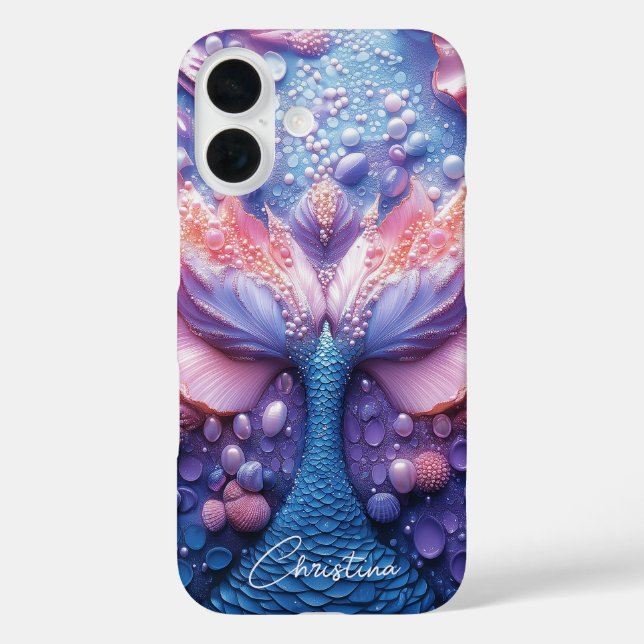 Individuelle Name Ocean Fantasy Rainbow Mermaid Sc iPhone 16 Hülle (Rückseite)