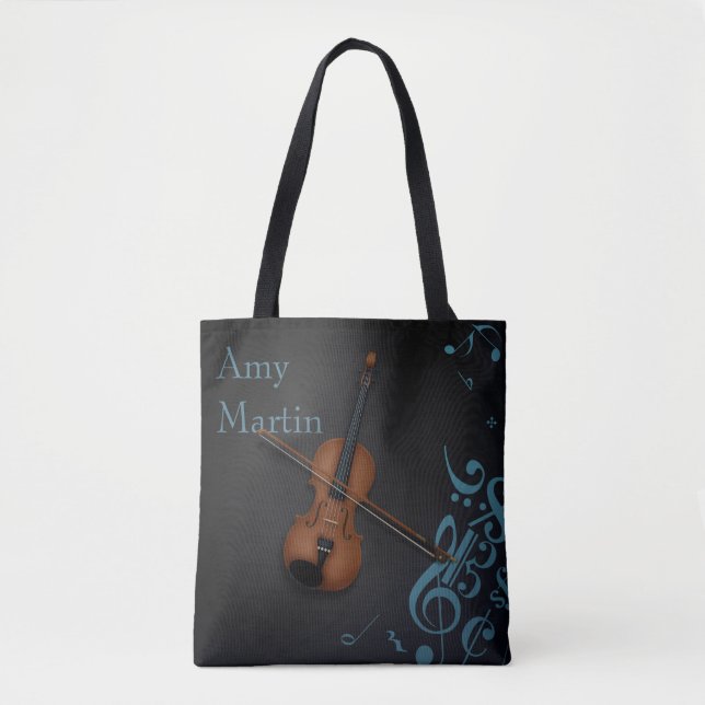Individuelle Name oder Message Violin auf Schwarz  Tasche (Vorderseite)