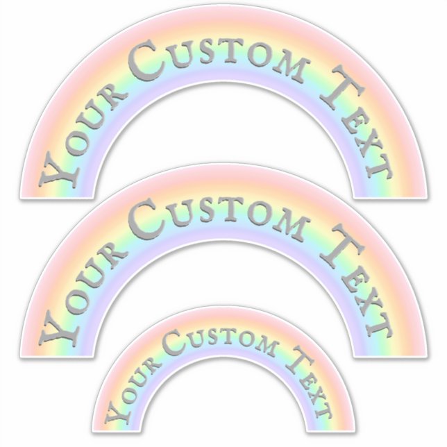 Individuelle Name oder Text-Set von 3 Regenbogenbo Aufkleber (Vorderseite)