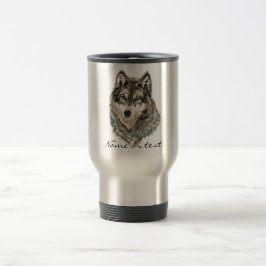 Individuelle Name oder Text Wolf Wasserfarbe Tier Reisebecher