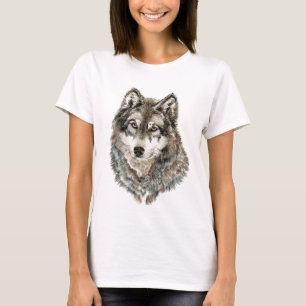 Individuelle Name oder Text Wolf Wasserfarbe Tier T-Shirt