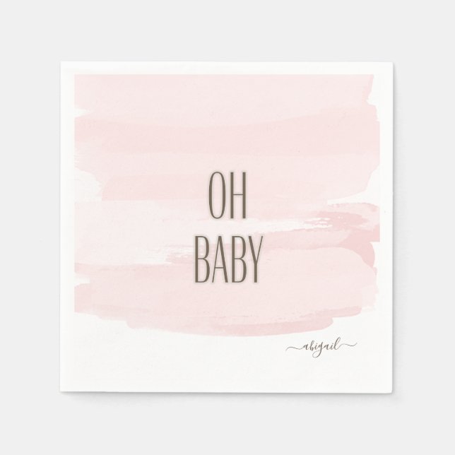 Individuelle Name Oh Baby Pink Splash Babydusche Serviette (Vorderseite)